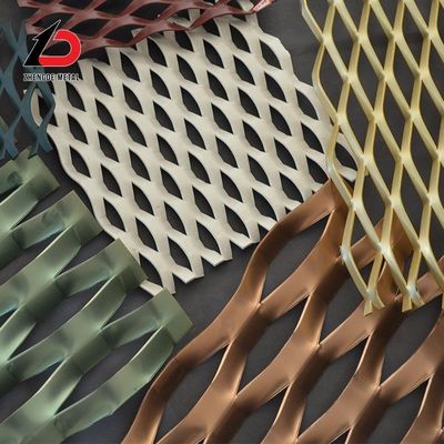 Decorative Beautiful Aluminum Expanded Metal Mesh Hot-Galvanize Colour Custormize Golden , Silver , Black , Copper Metal Stretched Mesh